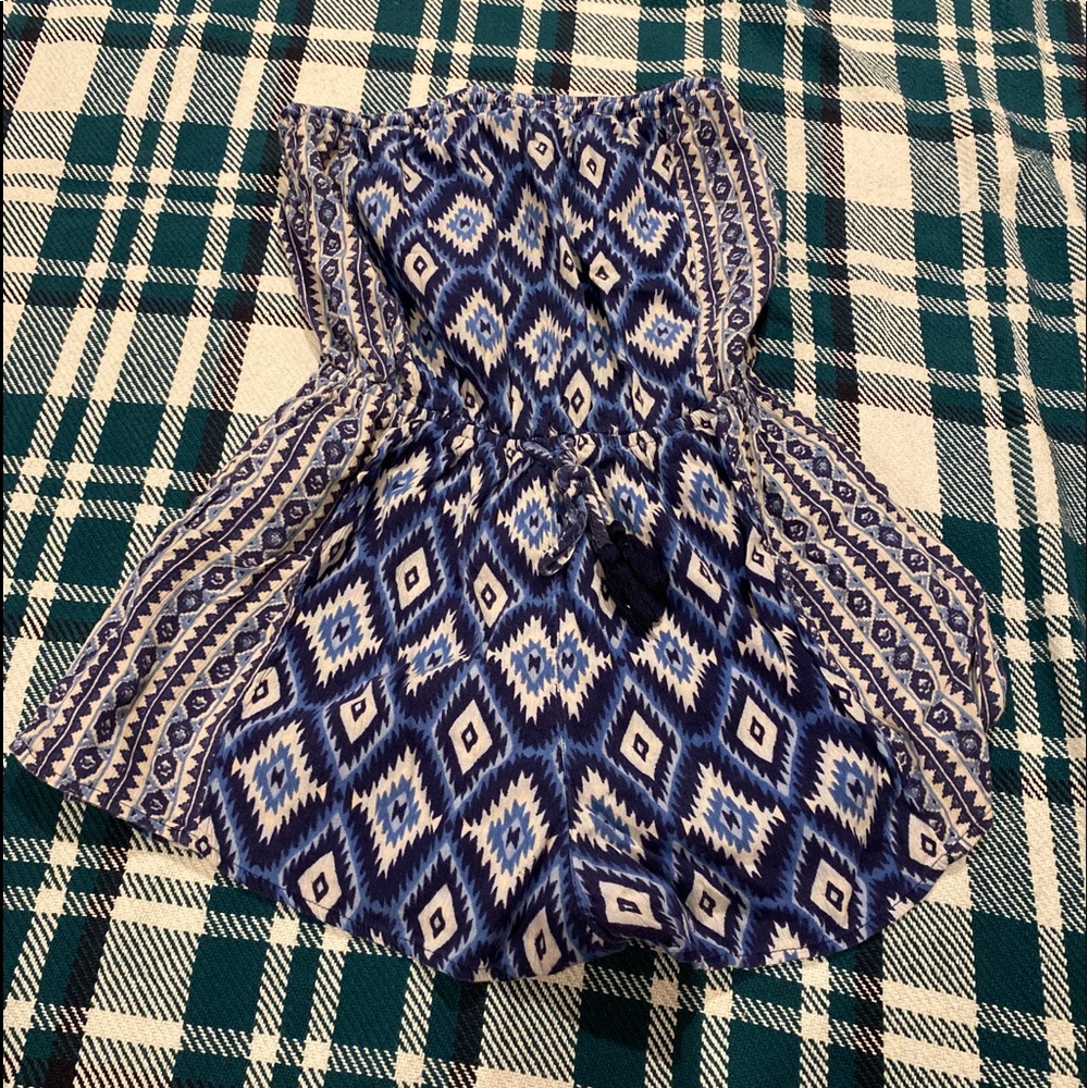 Blue, White Romper